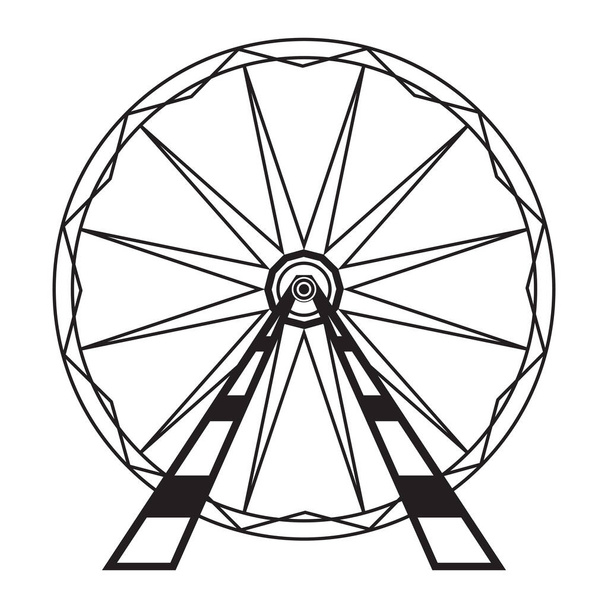 Ferris Wheel Icon Isolated on White Background. Attraction System. Amusement Park - Vector, Image