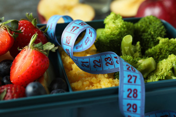 Diet concept with lunch box, close up - Photo, Image