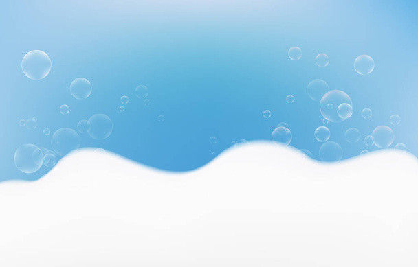 Bath foam with soap bubbles. Soapy water. Cleaning concept. - Vetor, Imagem