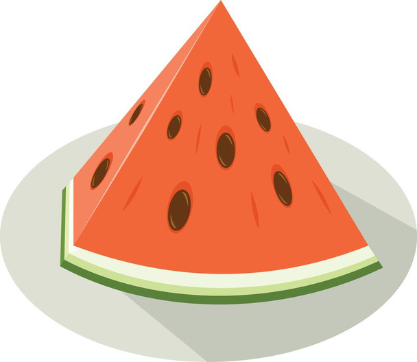 Image vectorielle d'une tranche de pastèque, fruit d'été, illustration de pastèque - Vecteur, image
