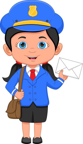 post girl posing and holding envelope - Vector, Image