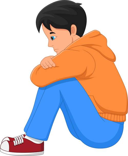 kreslený stresující chlapec na bílém pozadí - Vektor, obrázek