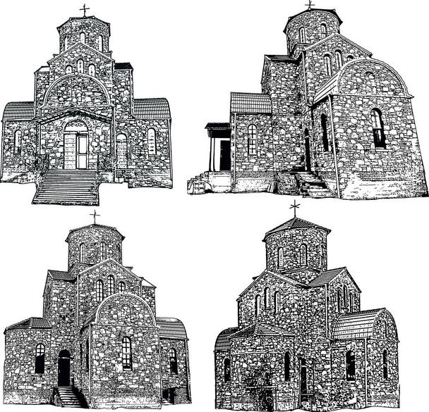 Eine Auswahl von Vektorbildern Gebäude christlicher Kirchen und Tempel - Vektor, Bild