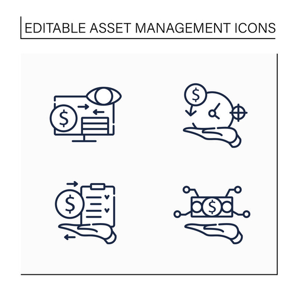 Asset management line icons set - Vector, Image