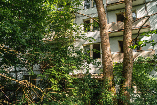 Mätänevät umpeen kerrostalojen Pripyat, Ukraina Tsernobylin poissulkeminen Zone - Valokuva, kuva