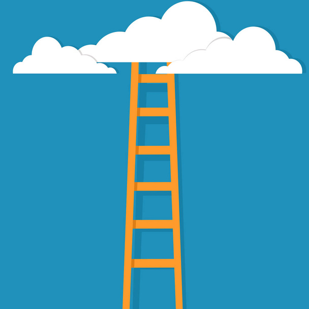 Las escaleras que conducen a las nubes. Símbolo de nuevas oportunidades o escalera de carrera. concepto de negocio - Vector, imagen
