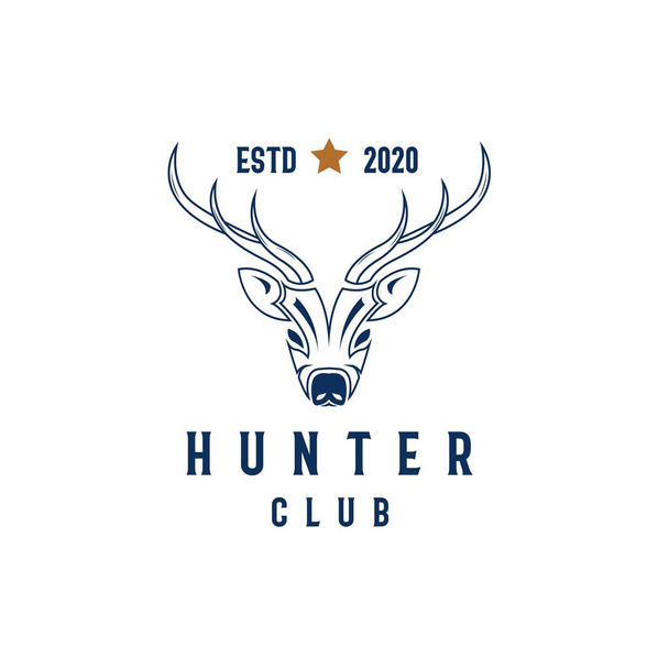 Ročník Retro Hipster styl jelení roh pro lov nebo Hunter odznak logo Design. Šablona loga Premium a Luxury - Vektor, obrázek