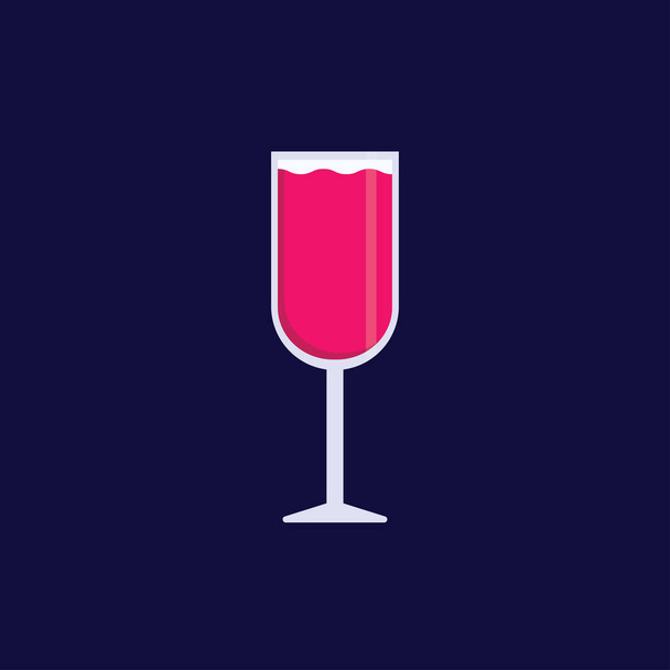 Icona piatta in vetro di vino rosso. Logo in vetro di vino rosso. Illustrazione vettoriale. Isolato. Colpo modificabile - Vettoriali, immagini