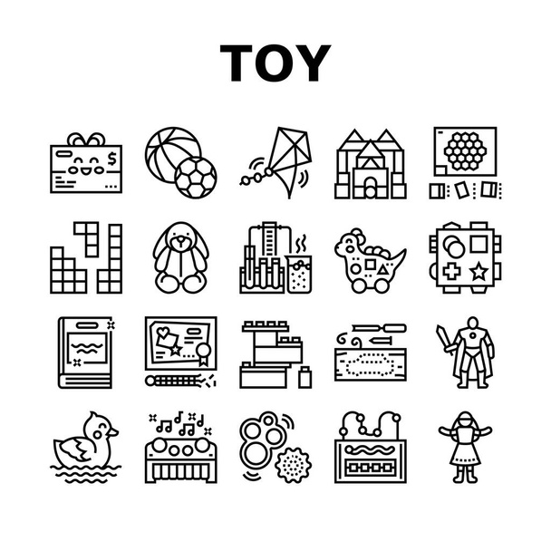 Toy Shop Sale Product Collection Icons Set Vector - Vector, Image