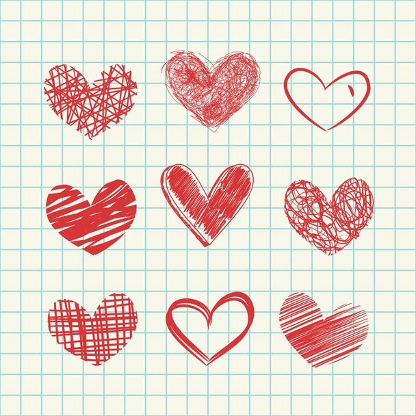 Hand drawn hearts - Vector, afbeelding