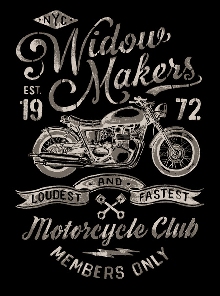 Hand Painted Vintage Motorcycle Graphic - Vector, Image