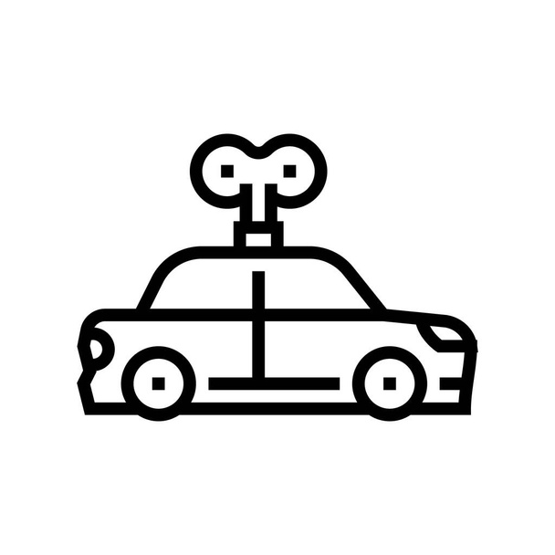coche juguete jardín de infantes línea icono vector ilustración - Vector, imagen