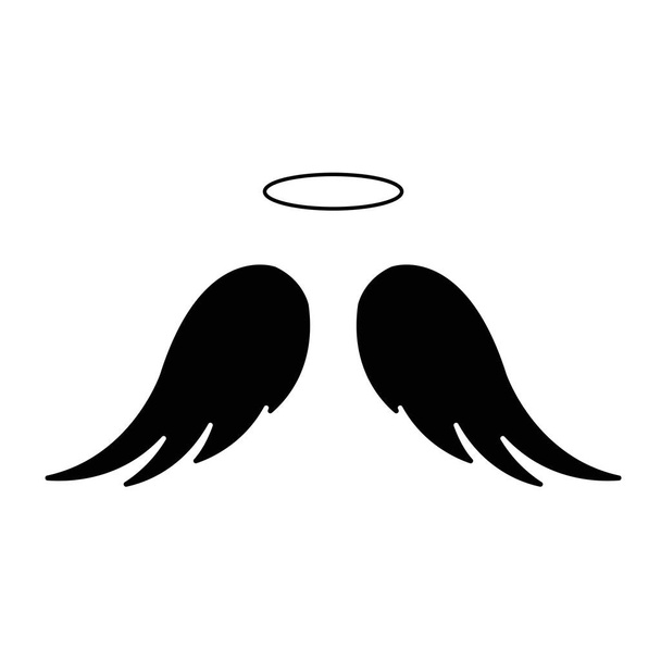 Μαύρη σιλουέτα με φτερά αγγέλου, εικονογράφηση, - Φωτογραφία, εικόνα