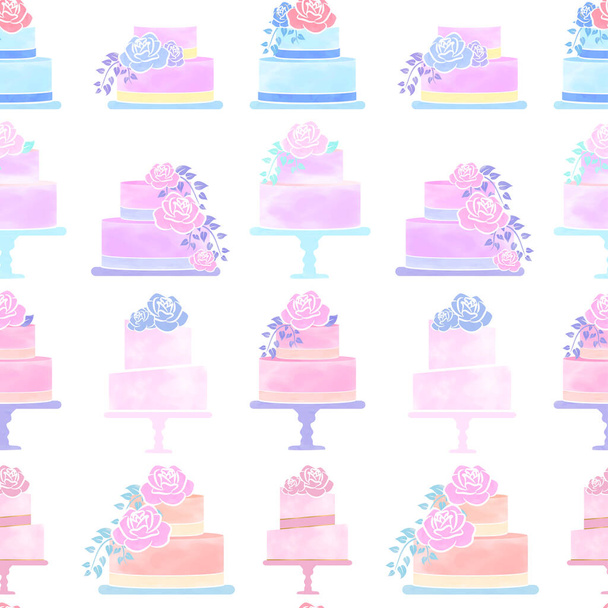 Σχεδιασμός μοτίβου κέικ με κέικ ακουαρέλας - Φωτογραφία, εικόνα