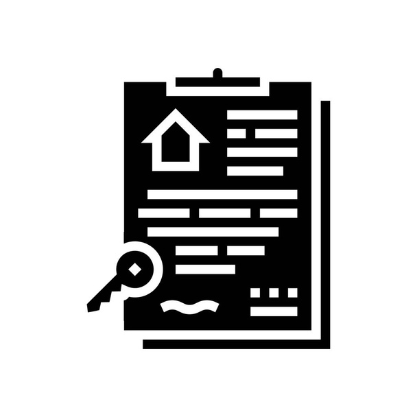 geschreven contract glyph pictogram vector illustratie - Vector, afbeelding