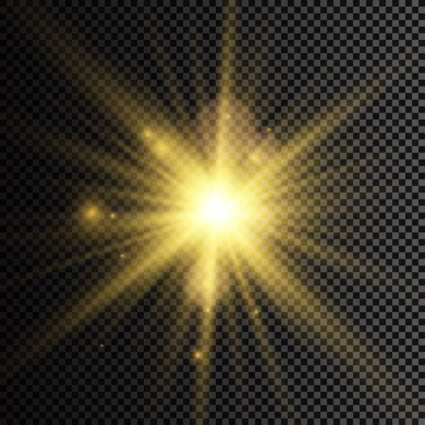 La luz brillante del sol. Luz solar transparente. Efecto de luz de destello especial para lentes. Lente solar frontal llamarada.  - Vector, Imagen