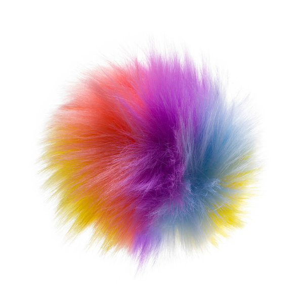 Rainbow Hair Ball Cut Out on White. - Photo, Image
