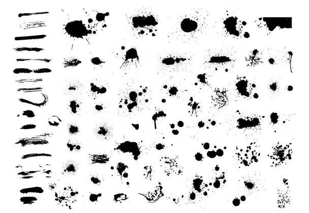 Σετ από κηλίδες. Βαφή κηλίδες μαύρο blotch φόντο. Στοιχείο σχεδίασης Grunge. Μπρας Στράικς. Εικονογράφηση διανύσματος - Διάνυσμα, εικόνα