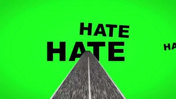 Auf dem grünen Bildschirm durch die Welt von Hass und Gewalt fahren - Filmmaterial, Video