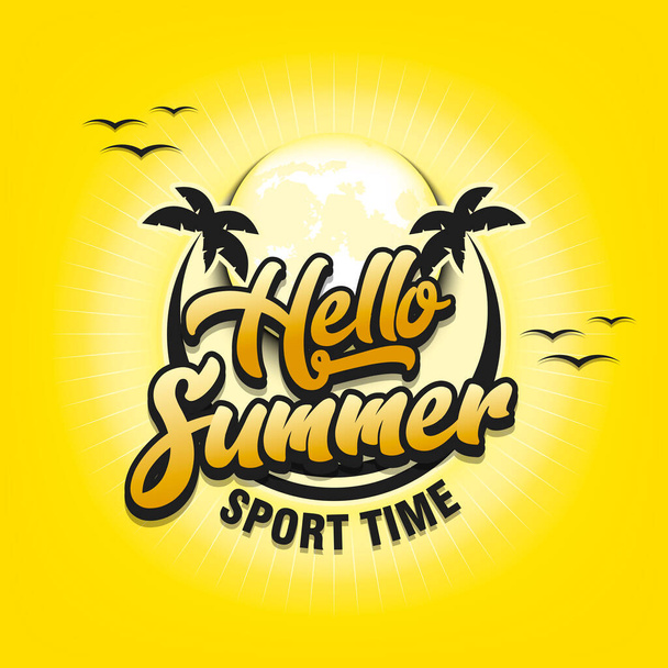 Hello summer. Sport time - Vektör, Görsel