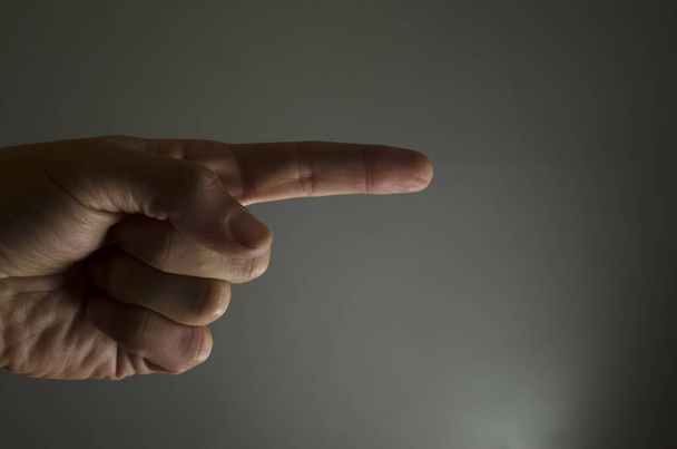 sormi osoittaa, sahalaitainen käsi osoittava sormi ojennettuna sivulle, indi - Valokuva, kuva