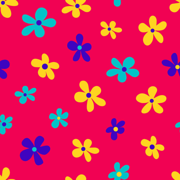 Seamless pattern with colorful flowers. vector illustration - Vetor, Imagem