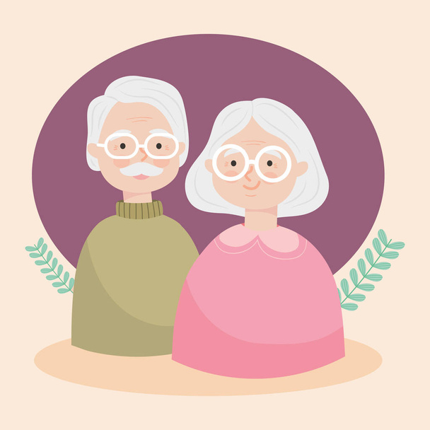 old couple illustration - Διάνυσμα, εικόνα