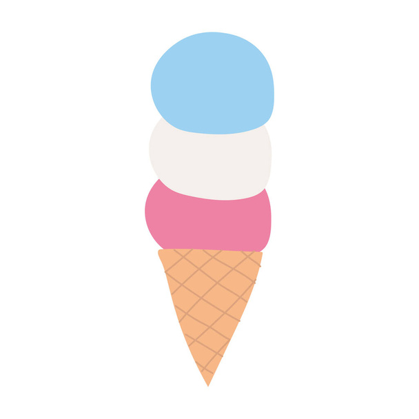Ice cream elements in a cone.Sweet summer delicacy with different tastes, isolated popsicle with different topping.Vector illustration for web,design, print. - Vektor, kép