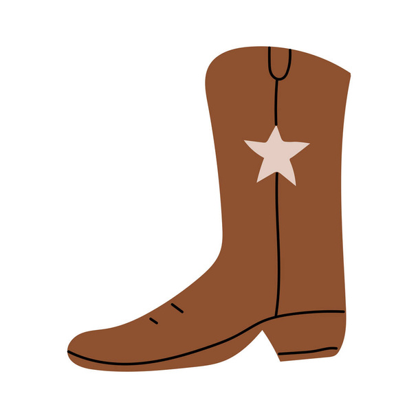 cowboy boot with ornament.  Wild West theme. Hand drawn colored trendy Vector isolated illustration. - Vettoriali, immagini