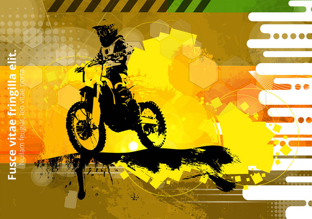 Tło sportowe z aktywnym człowiekiem jazda motobike gotowy do banerów internetowych, banery social media, nagłówki stron internetowych, ilustracja wektor  - Wektor, obraz