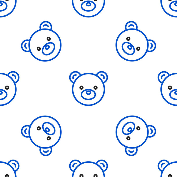 Line Teddybär Plüschtier Symbol isoliert nahtlose Muster auf weißem Hintergrund. Buntes Rahmenkonzept. Vektor - Vektor, Bild