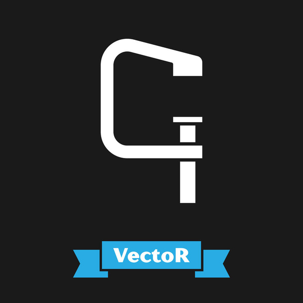 White Clamp and screw tool icon isolated on black background. Locksmith tool. Vector - Vector, Image