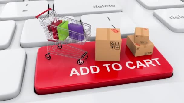 Προσθήκη στο καλάθι στη συνέχεια checkout και να πληρώσει online για τα προϊόντα στο διαδίκτυο έννοια κατάστημα - Πλάνα, βίντεο