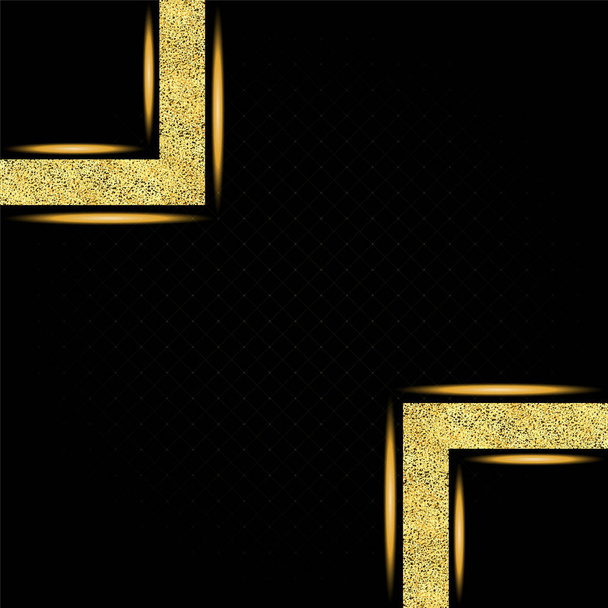 Luxuriöser schwarzer und goldener Hintergrund, Glitzereffekt auf dunklem transparentem Hintergrund, - Vektor, Bild