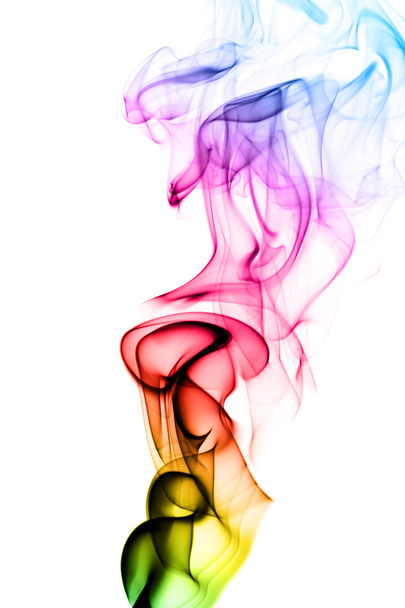Bouffée de fumée colorée abstraite sur le fond blanc
 - Photo, image