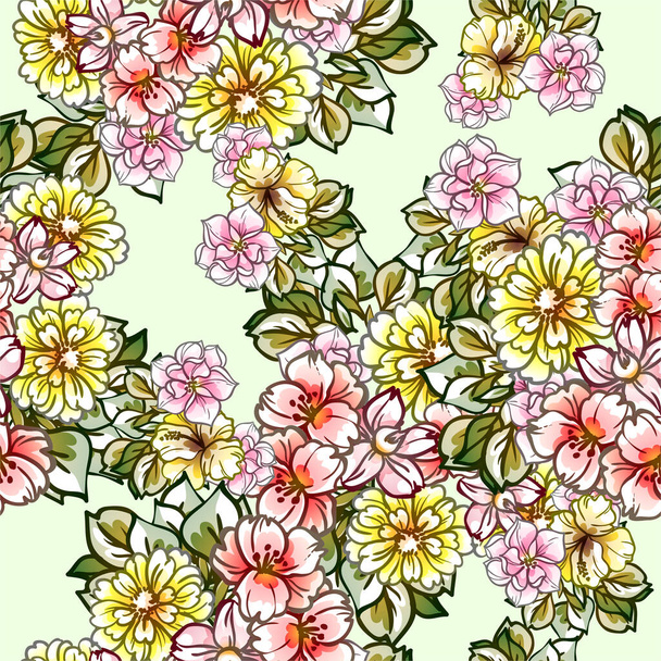 Tender color pattern with beautiful floral elements - Vektör, Görsel