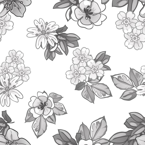 elegant pattern with monochrome floral elements - Vektori, kuva