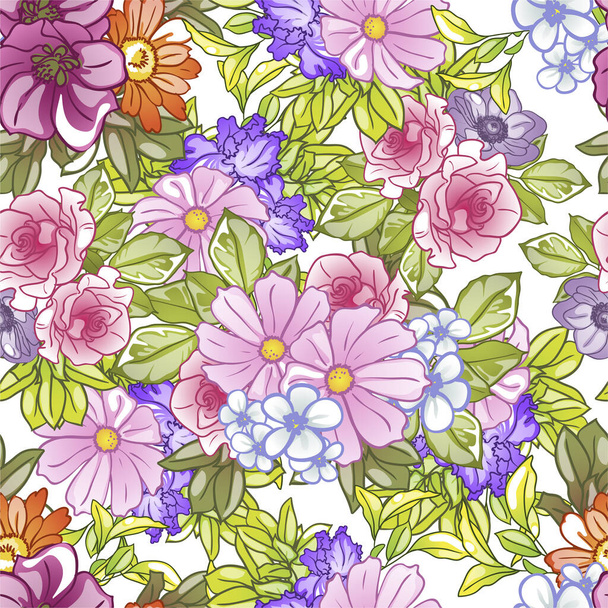Przetarg wzór kolorów z pięknymi kwiatowymi elementami - Wektor, obraz