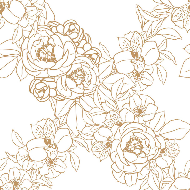 elegant light brown pattern with beautiful  floral elements - Vector, Imagen