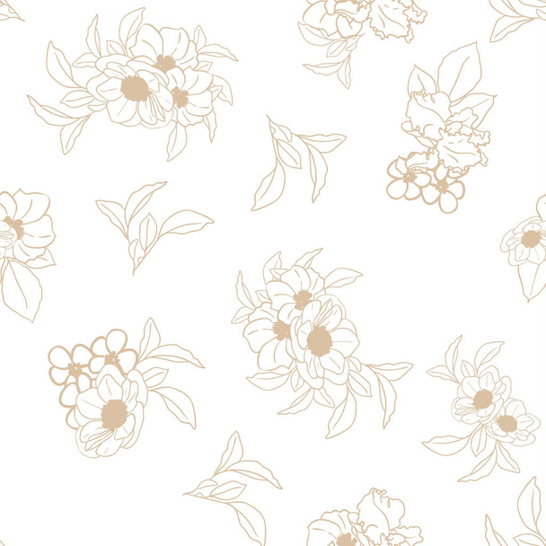 elegant light brown pattern with beautiful  floral elements - Vektori, kuva