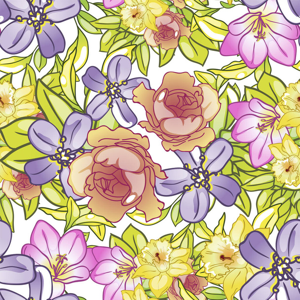 Tender color pattern with beautiful floral elements - Vector, imagen