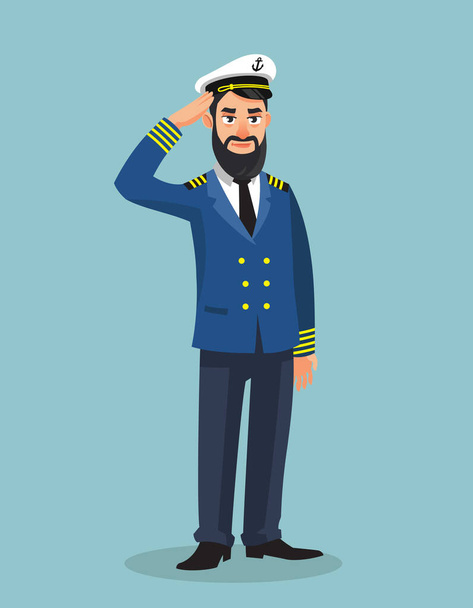 Sea captain giving salute. - Vecteur, image