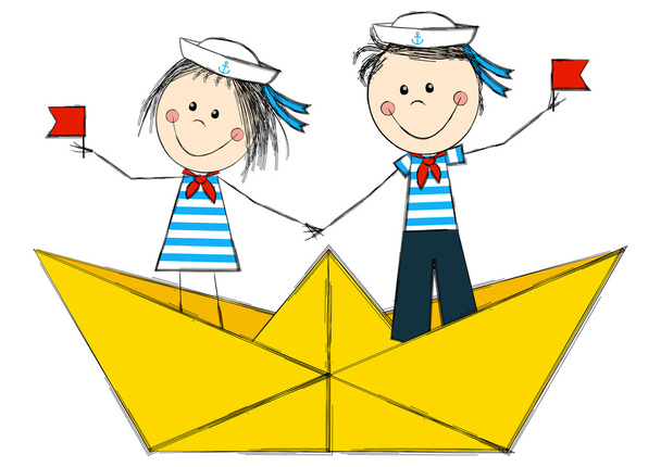 ναύτες παιδιά - Διάνυσμα, εικόνα