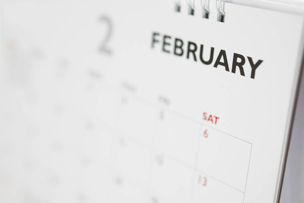 Página de calendário de fevereiro com meses e datas de planejamento de negócios compromisso reunião conceito - Foto, Imagem