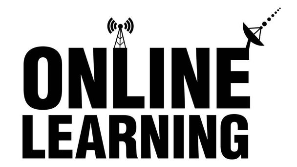 Banner de aprendizaje en línea con antenas. - Vector, Imagen