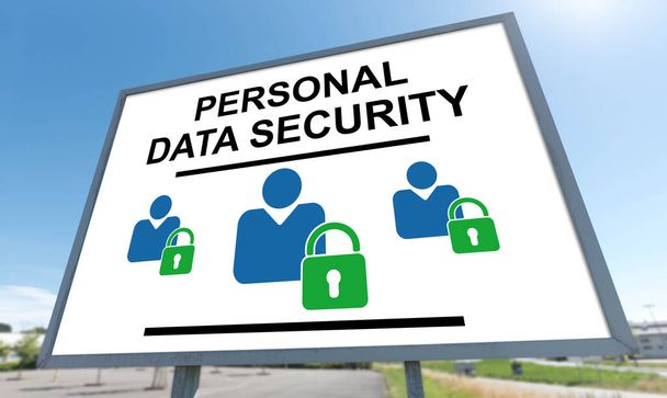 Concepto de seguridad de datos personales dibujado en una valla publicitaria - Foto, imagen