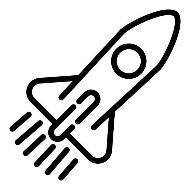 Flying space rocket icon, outline style - ベクター画像