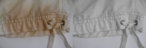 macchia di vestiti bianchi prima e dopo casalinga - Foto, immagini