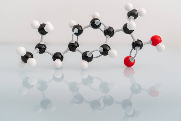 Beyaz arkaplanda yansıması olan ibuprofen 'in izole edilmiş moleküler modeli - Fotoğraf, Görsel