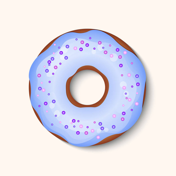 Donut with color icing and multicolored powder isolated on a white background. 3d realistic food icon. Template modern design for invitation, poster, card, fabric. Realistic vector illustration - Διάνυσμα, εικόνα
